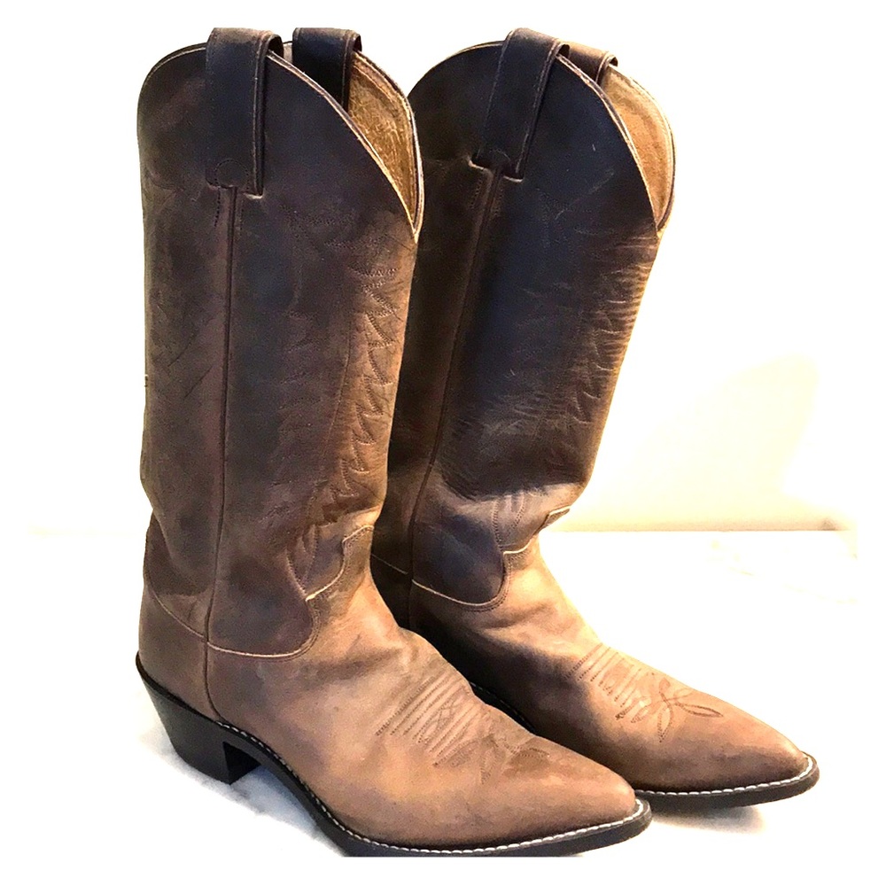Justin cowboy boots brown leather sz 8 L4932
